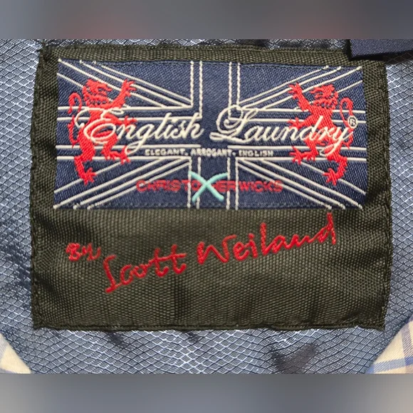 English Laundry Christopher Wicks Embroidered Button Shirt Men Size M Flip Cuff